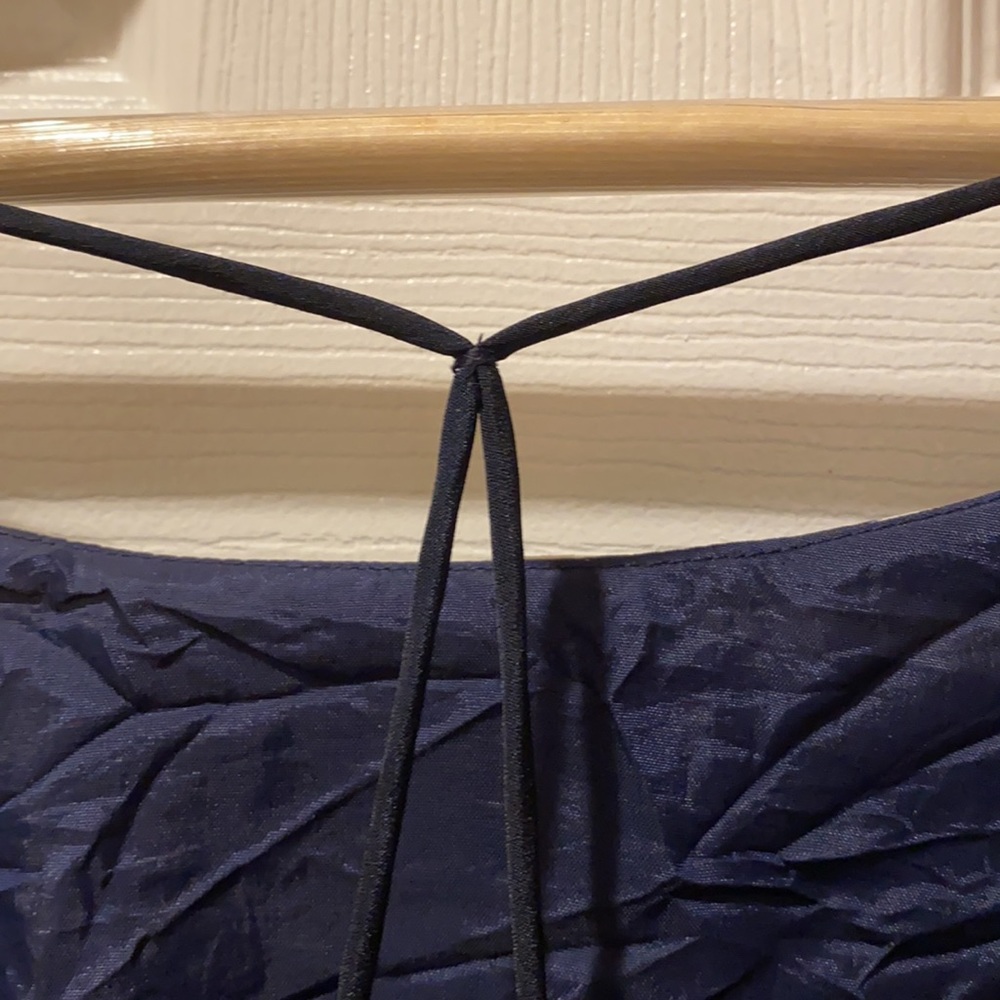 J. Crew Blouson Mini Dress in navy blue and white stripes straps 8 - Picture 8 of 16